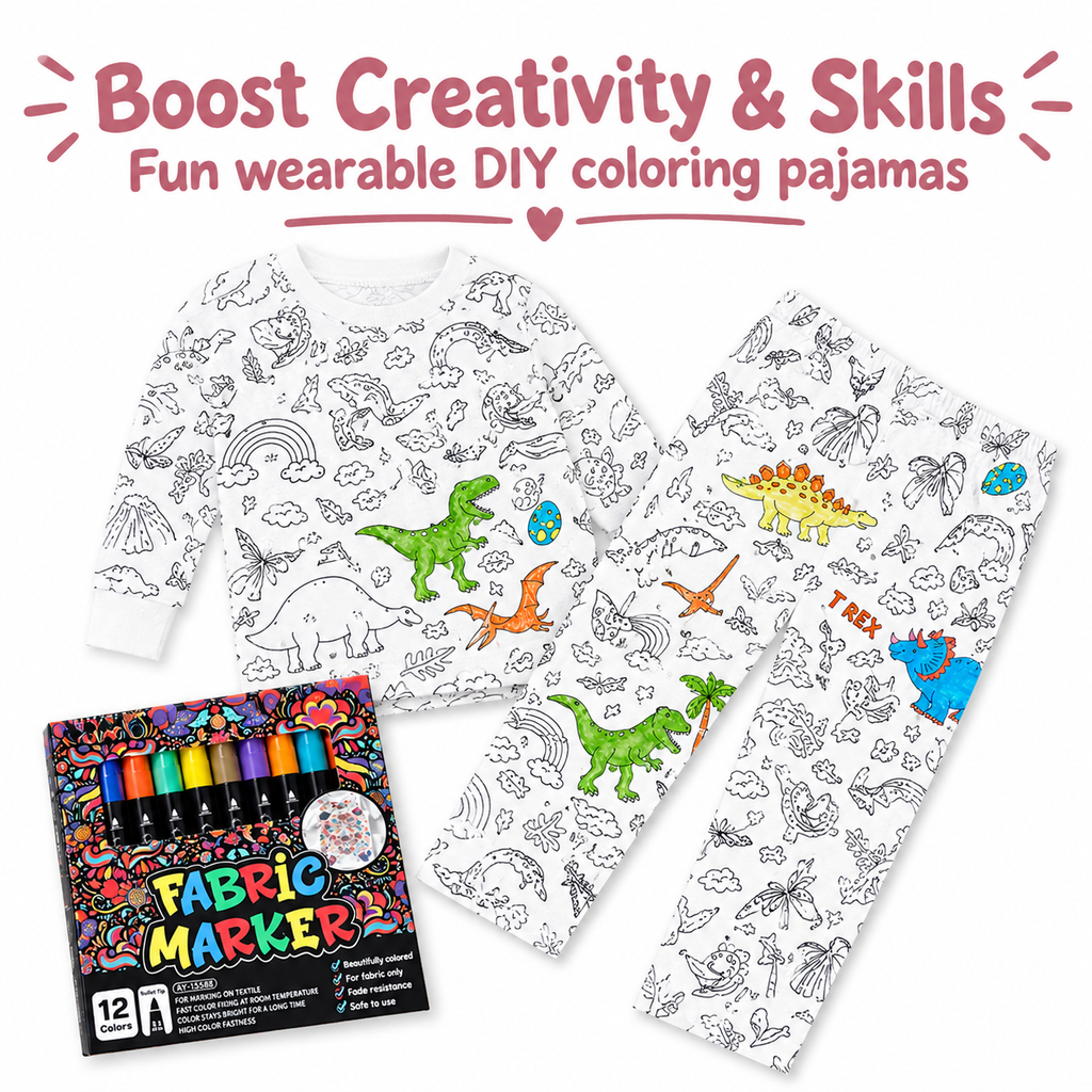 Kids colour-in pyjamas lifestyle