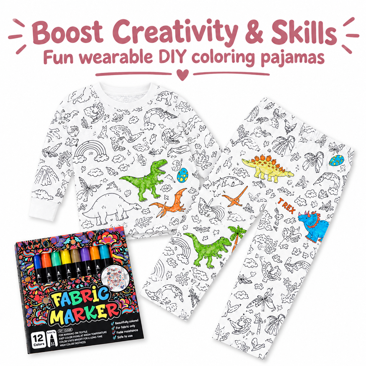 Kids colour-in pyjamas lifestyle