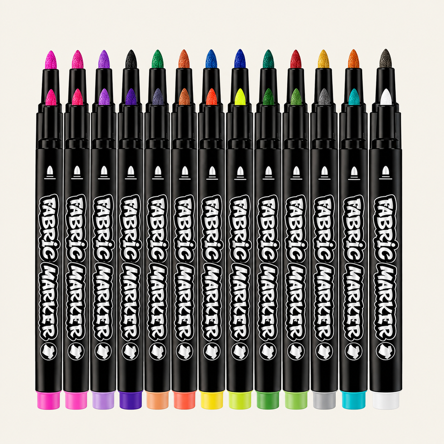 Fabric markers in use