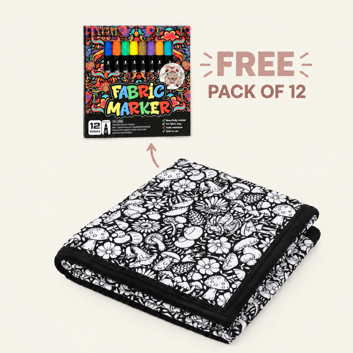 Colour-in blanket with markers