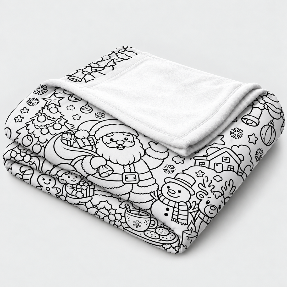 Festive Feeling colour-in blanket – Santa, snowman and reindeer